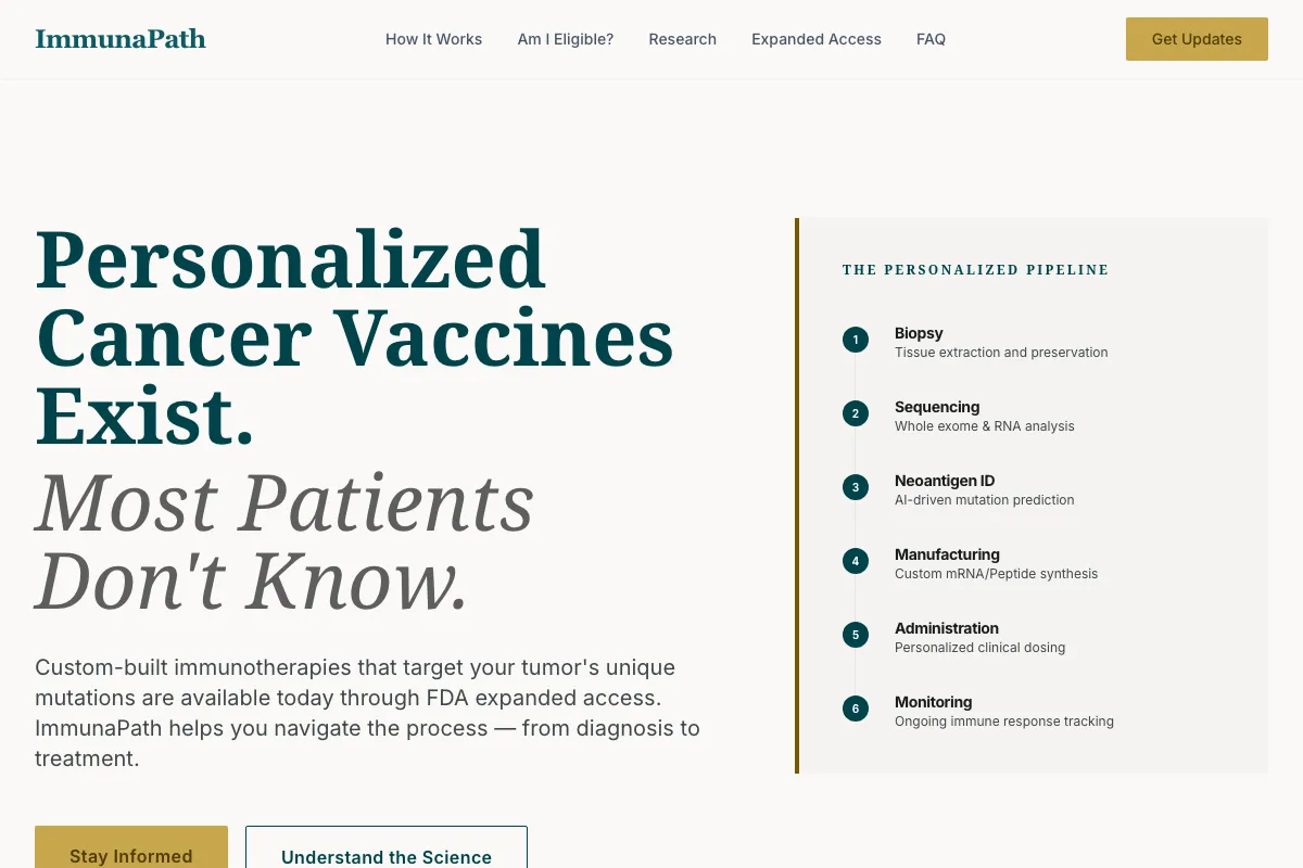 ImmunaPath website screenshot