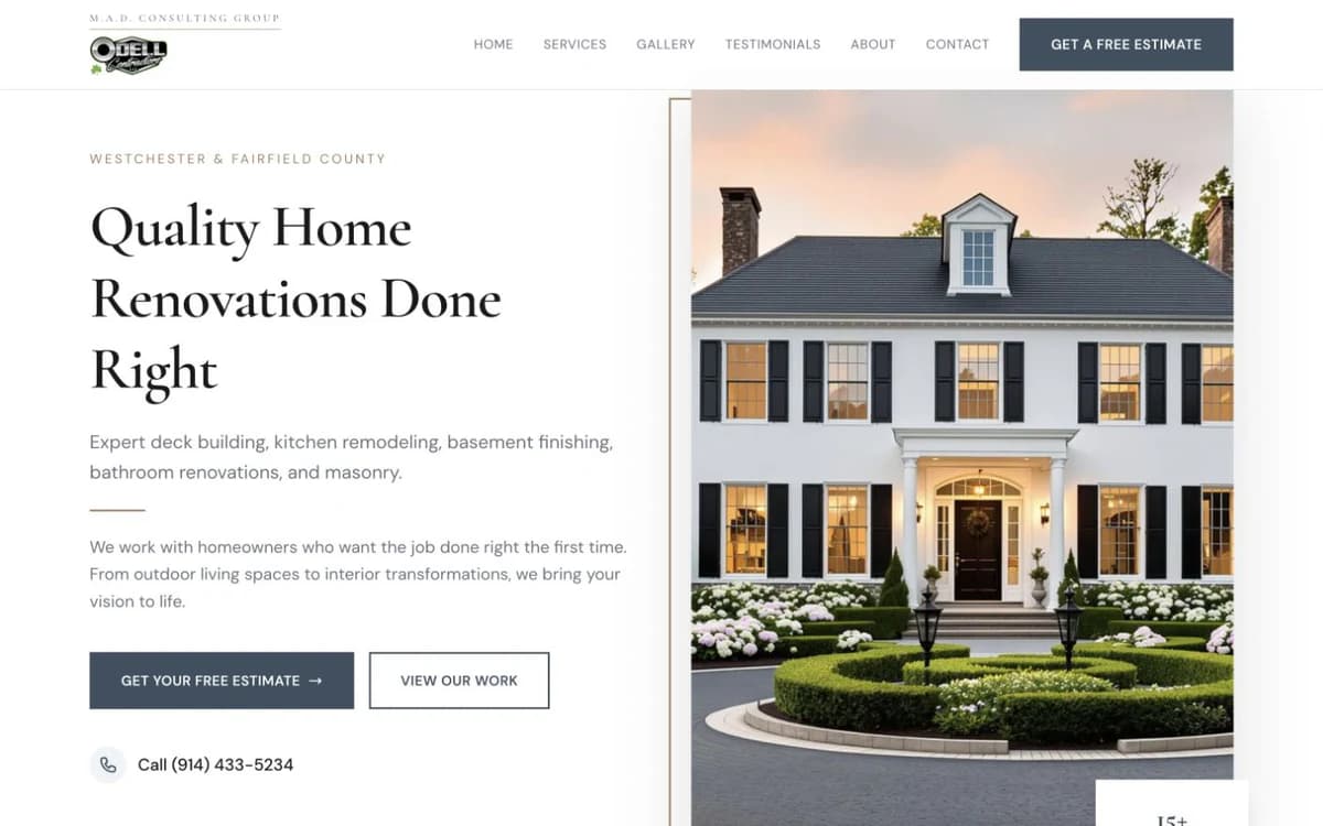 Odell Contractors website screenshot