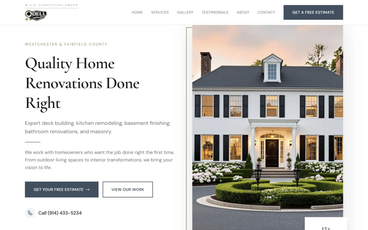 Odell Contractors website screenshot